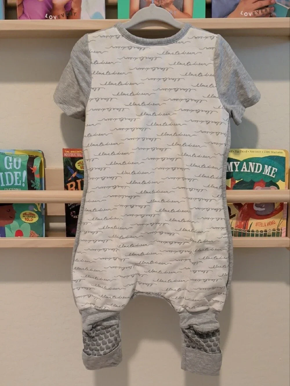 Love to dream Grey & White Short Sleeve Footed One-Piece